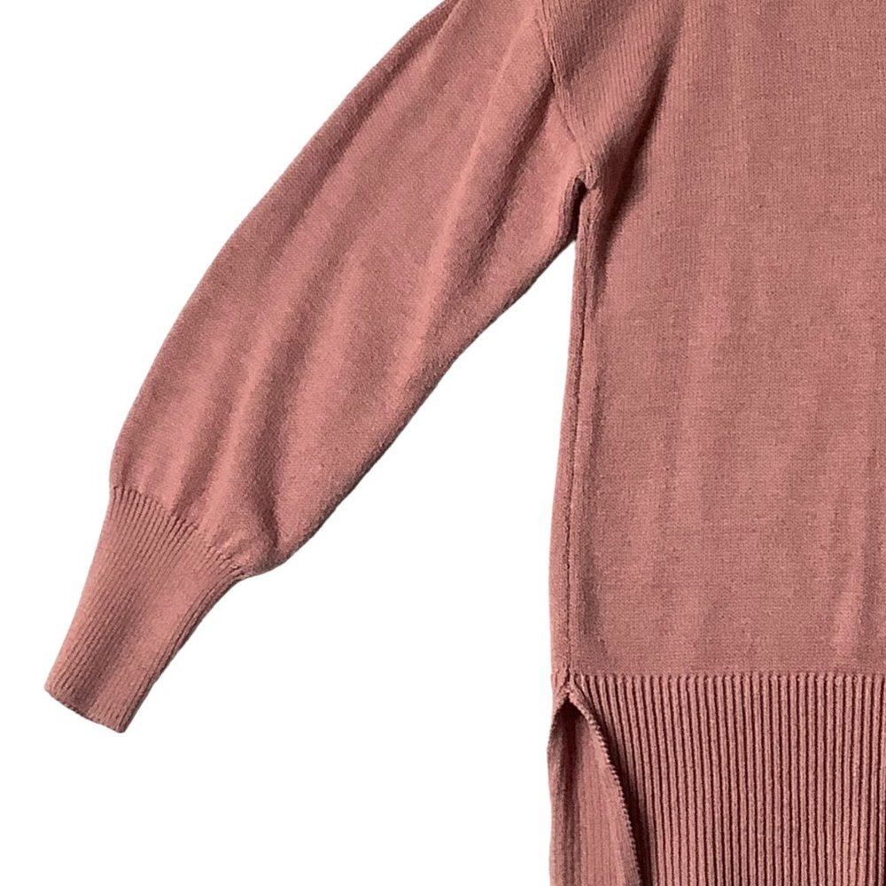 Tahari Sweater Women Size Large V-neck Long‎ Sleeve Pink Ribbed Hem Oversized - Picture 2 of 7